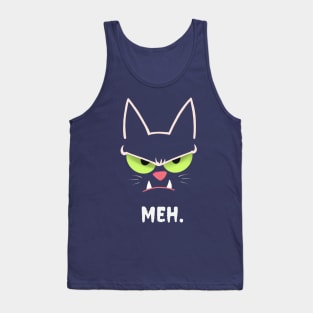 Sarcastic Funny Angry Cat MEH Halloween Costume Gift Tank Top